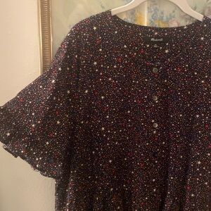 Madewell Black Star-Print Short Sleeve Blouse